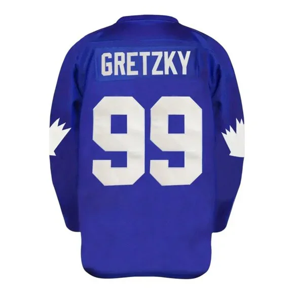 Wayne Gretzky Labatt Team Coupe Canada Cup Stitched Hockey Jersey Blue - Picture 2 of 5